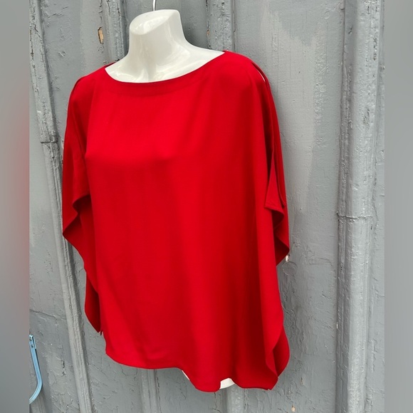 Eileen Fisher Red Cold shoulder blouse, size xxs - Picture 5 of 10